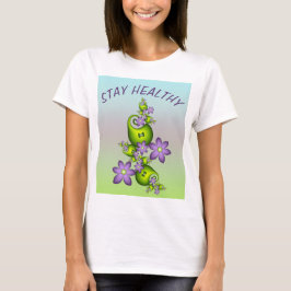 Blommigt Fantasy Lilac Flowers Grönt Shapes Fracta T Shirt