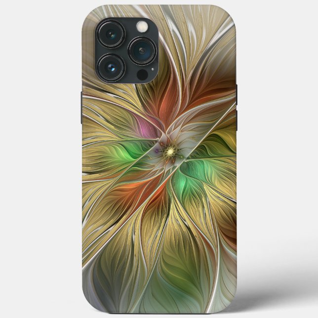 Blommigt Fantasy med Guld Modern Abstrakt Fractal (Baksida)