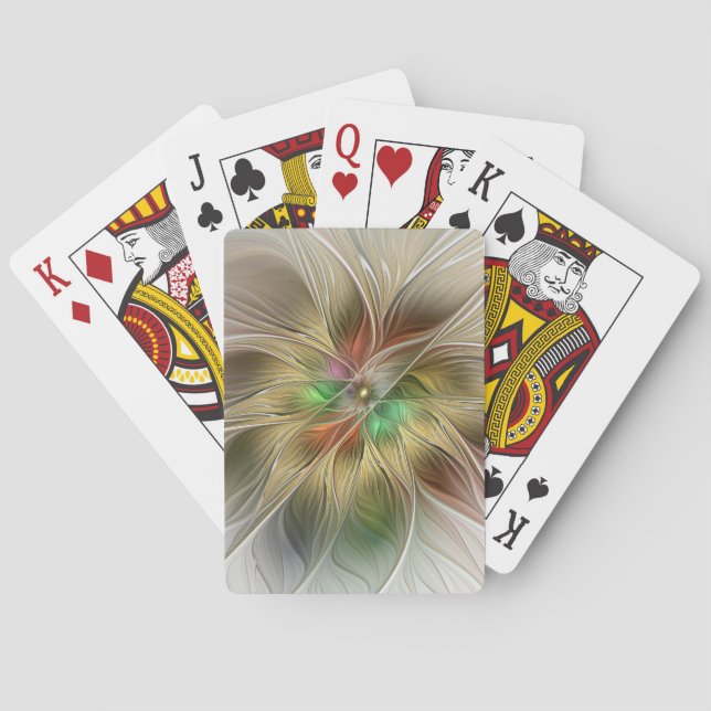 Blommigt Fantasy med Guld Modern Abstrakt Fractal Casinokort (Baksidan)