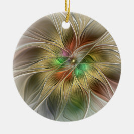 Blommigt Fantasy med Guld Modern Abstrakt Fractal Julgransprydnad Keramik