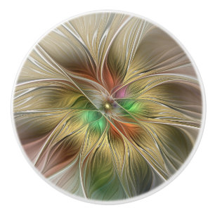 Blommigt Fantasy med Guld Modern Abstrakt Fractal Knopp