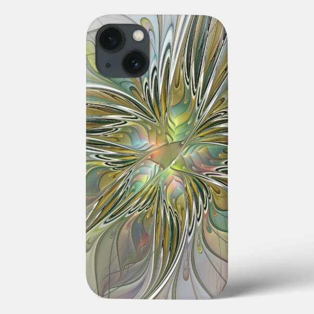 Blommigt Fantasy Modern Fractal Art blomma med Gul (Baksida)