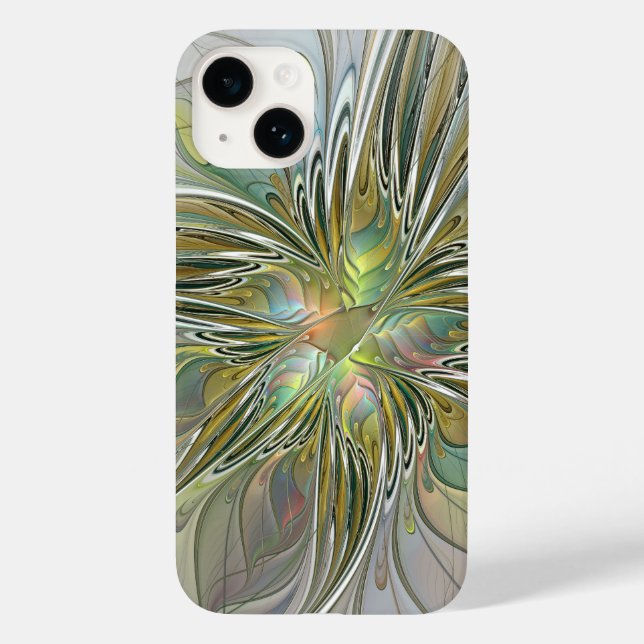 Blommigt Fantasy Modern Fractal Art blomma med Gul (Baksida)