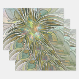 Blommigt Fantasy Modern Fractal Art blomma med Gul