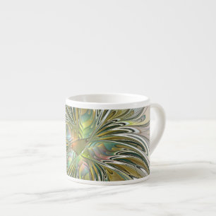 Blommigt Fantasy Modern Fractal Art blomma med Gul Espressomugg