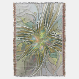 Blommigt Fantasy Modern Fractal Art blomma med Gul Filt