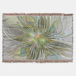 Blommigt Fantasy Modern Fractal Art blomma med Gul Filt