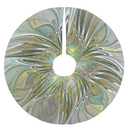 Blommigt Fantasy Modern Fractal Art blomma med Gul Julgransmatta Borstad Polyester