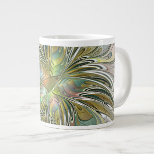 Blommigt Fantasy Modern Fractal Art blomma med Gul Jumbo Mugg