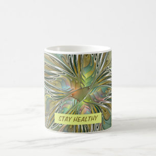 Blommigt Fantasy Modern Fractal Art blomma med Gul Kaffemugg