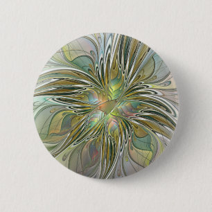 Blommigt Fantasy Modern Fractal Art blomma med Gul Knapp
