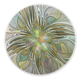 Blommigt Fantasy Modern Fractal Art blomma med Gul Knopp