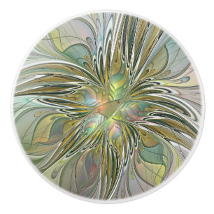 Blommigt Fantasy Modern Fractal Art blomma med Gul Knopp
