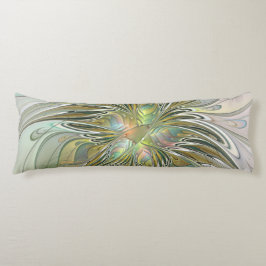 Blommigt Fantasy Modern Fractal Art blomma med Gul Kroppskudde