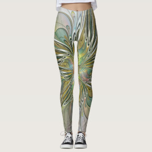 Blommigt Fantasy Modern Fractal Art blomma med Gul Leggings