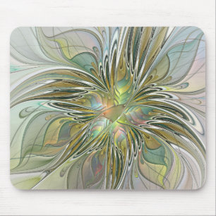 Blommigt Fantasy Modern Fractal Art blomma med Gul Musmatta