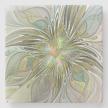 Blommigt Fantasy Modern Fractal Art blomma med Gul