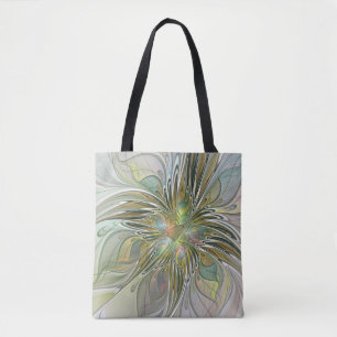 Blommigt Fantasy Modern Fractal Art blomma med Gul Tygkasse