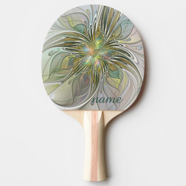 Blommigt Fantasy Modern Fractal Art Flower Guld Na Pingisracket (Framsidan)