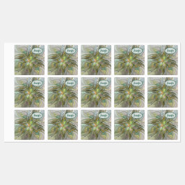 Blommigt Fantasy Modern Fractal Flower W. Guld Klistermärke