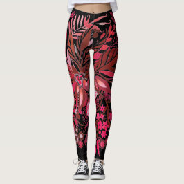Blommigt Fantasy Ruby Red Leggings
