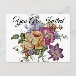 Blommigt Fantasy-vykort för inbjudan