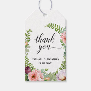 Blommigt Fantasy Wedding Favor Tack Presentetikett