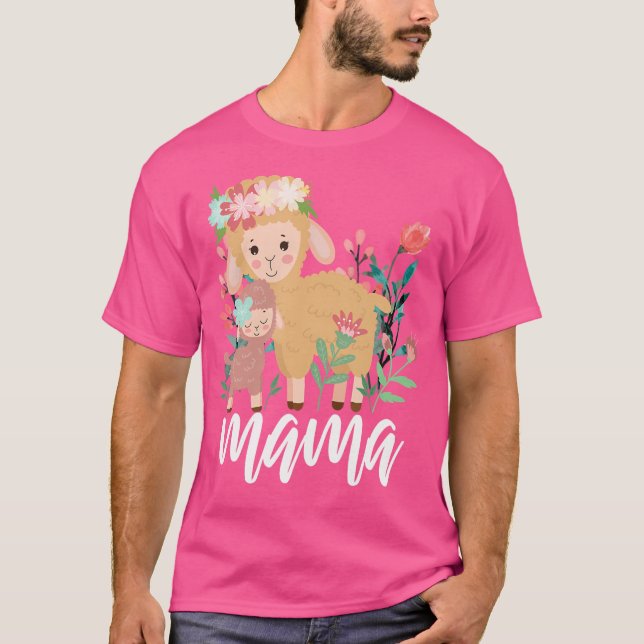Blommigt Får Mamma Mamma Animal Mors dag, Baby T Shirt (Framsida)