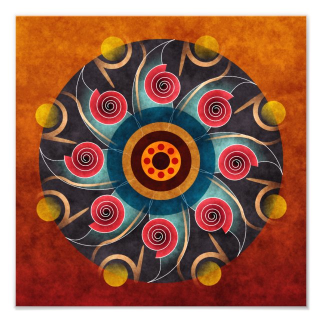 Blommigt Färg Abstrakt Vector Art Photo Print Fototryck (Framsidan)