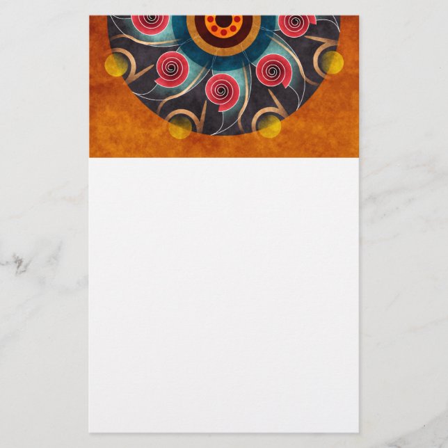 Blommigt Färg Abstrakt Vector Art Stationery Brevpapper (Framsida)