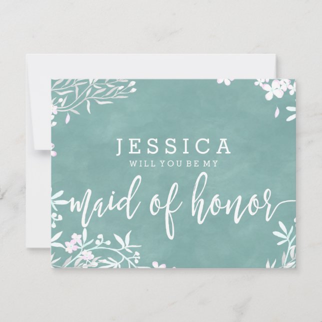 Blommigt Färg kommer du att vara min Maid of honor Inbjudningar (Framsida)