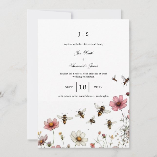 blommigt - färgad sommar inbjudningar (Framsida)