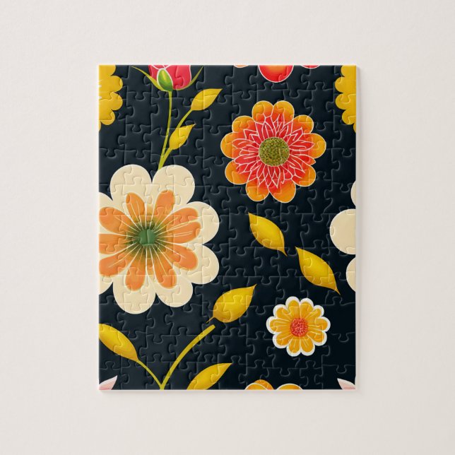 Blommigt Färgblommor Pussel (Vertikal)