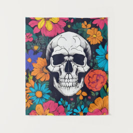 Blommigt Färgfull Skulltekonst