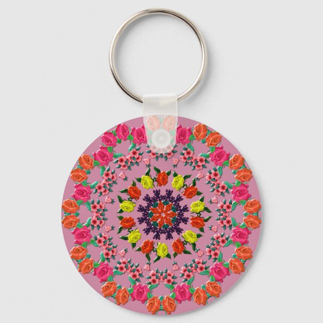 Blommigt färglös nyckelring (Framsida)