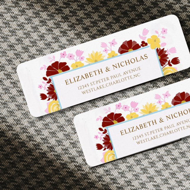blommigt - färgstark, levande bröllop OSA returadr Returadress Etikett (Skapare uppladdad)
