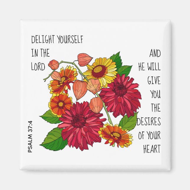 Blommigt (färgstarka daisy) med verst från Psalm 3 Magnet (Framsidan)