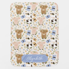 Blommigt Farm Animal Baby Blanket Bebisfilt