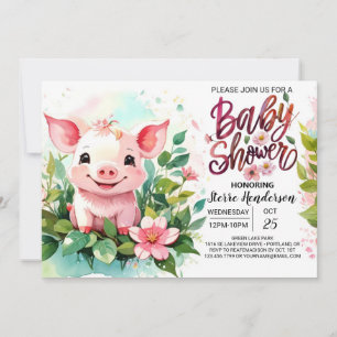 Blommigt Farm Äventyr Pigletts babyskor Inbjudningar