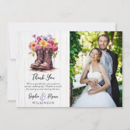 Blommigt Farm Boots Rustic Bröllop - tackkort Inbjudningar