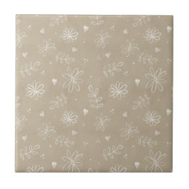 Blommigt Farmhouse Simple Tan Beige Ceramic Tile Kakelplatta