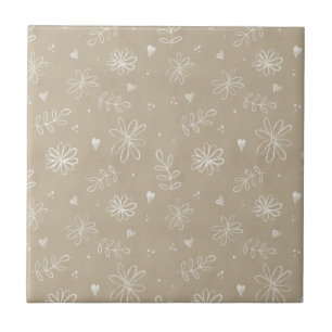Blommigt Farmhouse Simple Tan Beige Ceramic Tile Kakelplatta