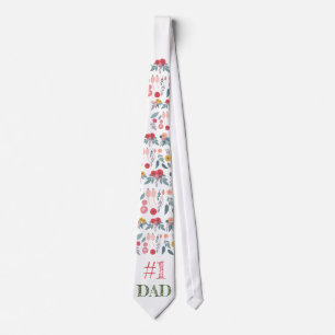 Blommigt Fars dag Necktie: #1 PAPPA Slips
