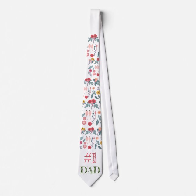 Blommigt Fars dag Necktie: #1 PAPPA Slips (Framsida)
