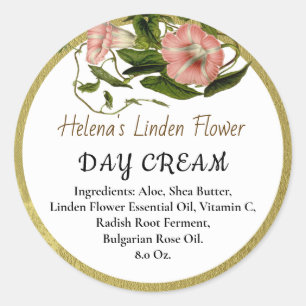 Blommigt Faux Guld Beauty Cream Business Runt Klistermärke