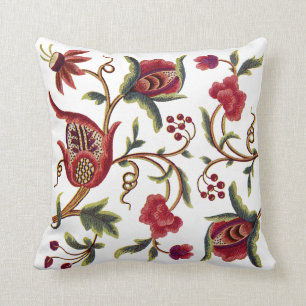 Blommigt Faux Jacobean Embroized Pillow Kudde
