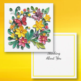 Blommigt Faux Papper Quilling Att tänka på dig Kort