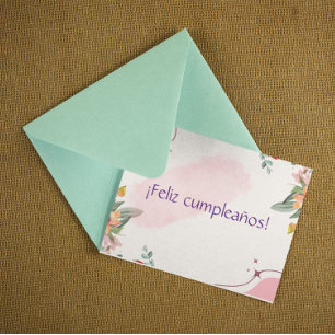 Blommigt Feliz cumpleaños! Spanska födelsedagen Kort