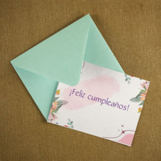 Blommigt Feliz cumpleaños! Spanska födelsedagen Kort