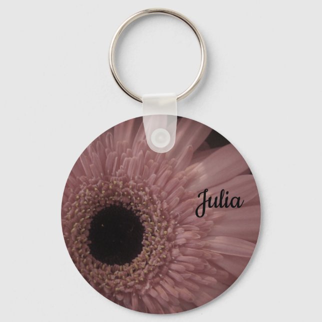 Blommigt Feminin Ljus rosa Flower Photo Elegant Nyckelring (Framsida)